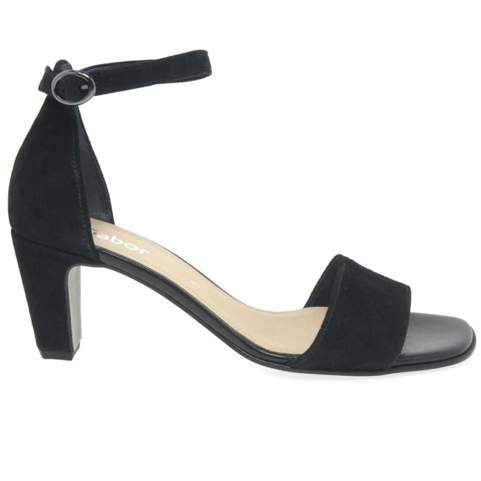 Sandales à Talons Hauts Pour Femmes Licorne Gabor En Daim Noir | Exclusif